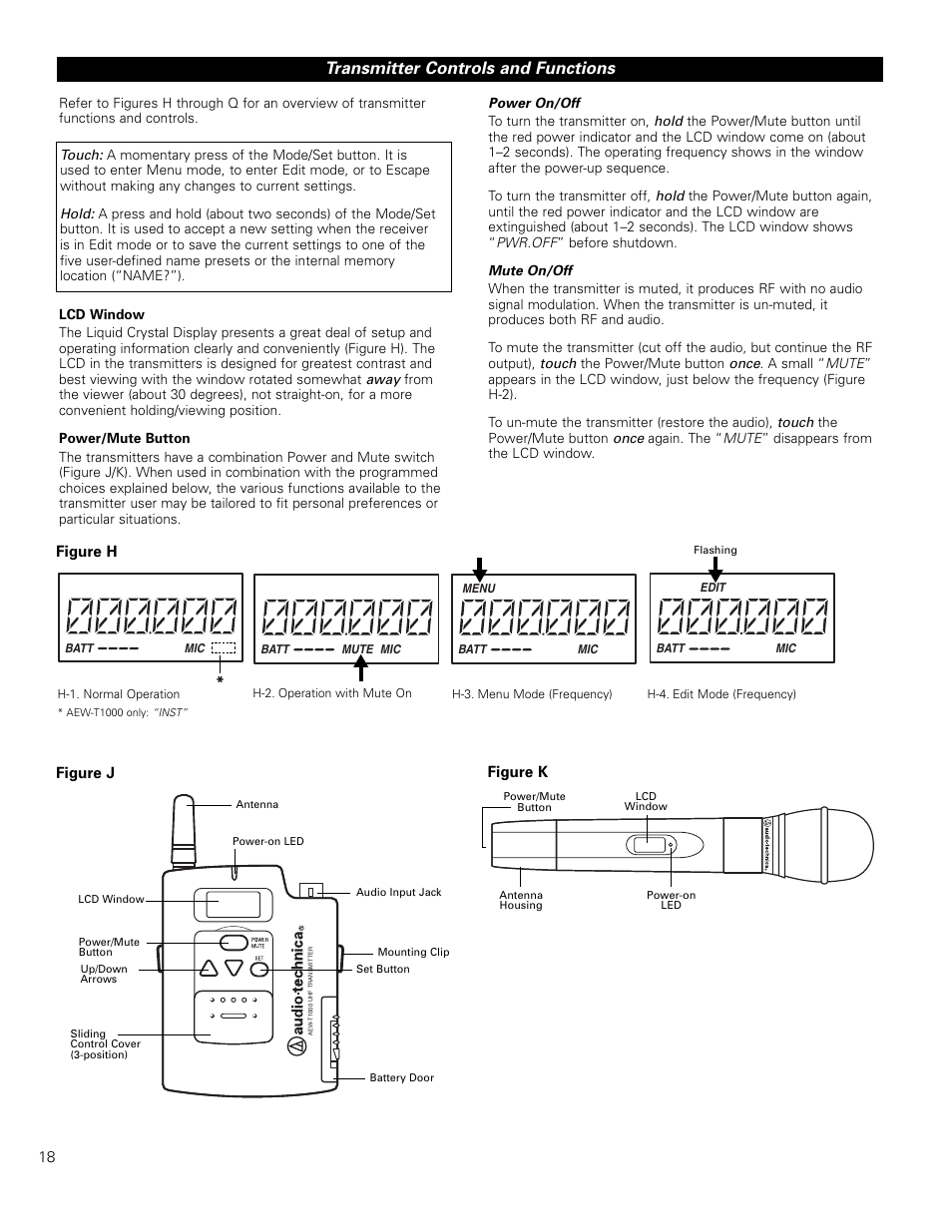 Transmitter controls and functions | Audio-Technica ARTIST ELITE 4000 User Manual | Page 17 / 31