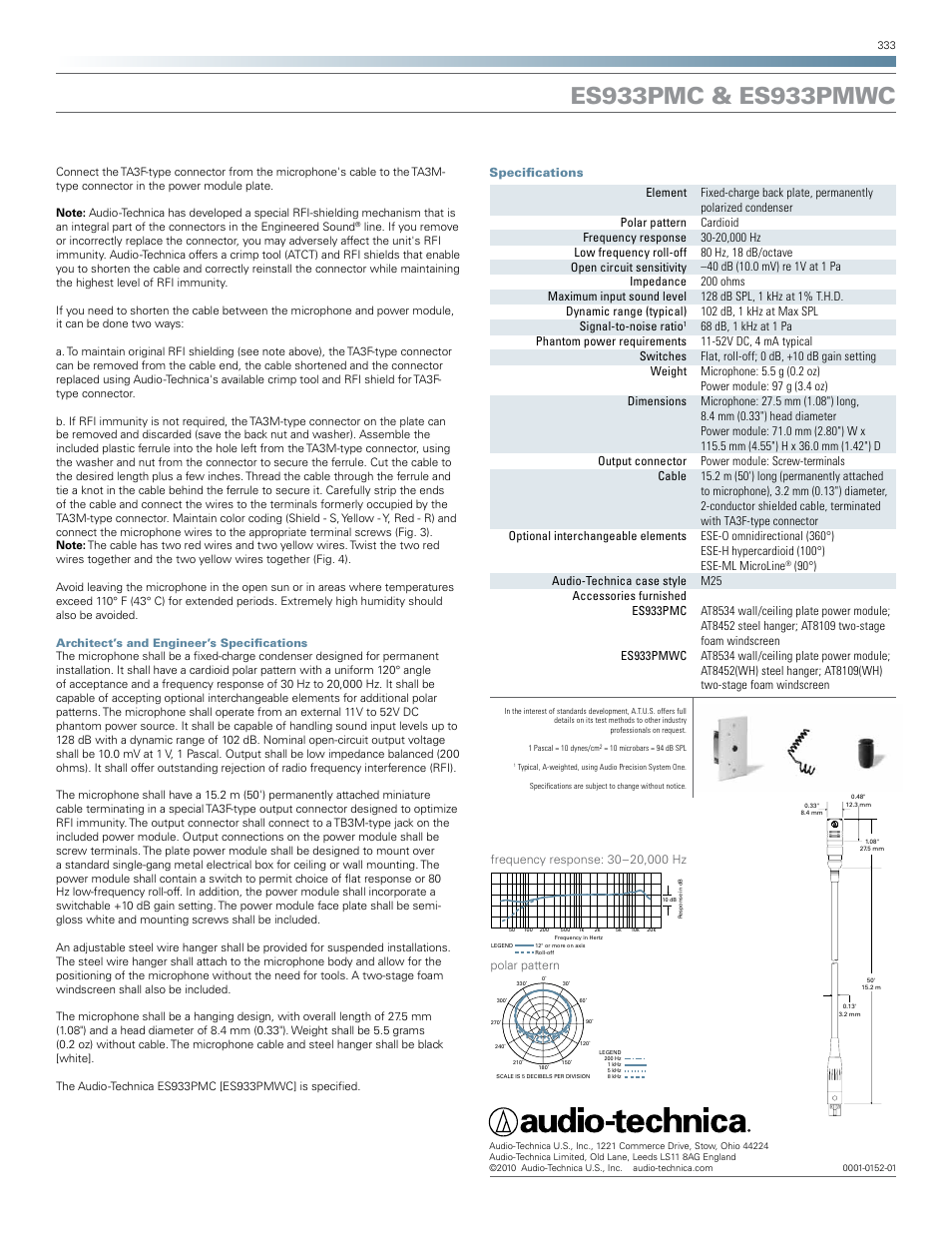 Audio-Technica ES933PMWC User Manual | Page 2 / 2