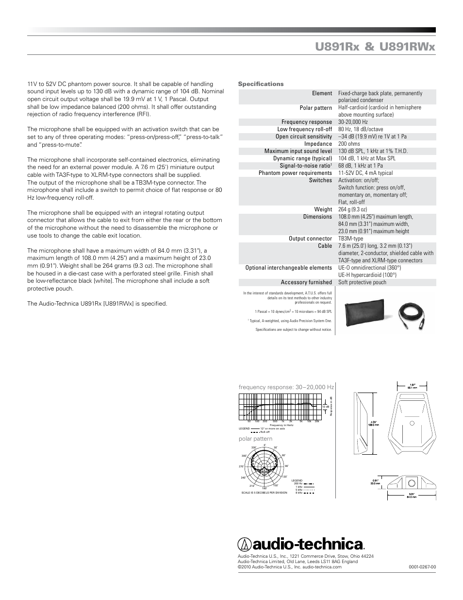 Audio-Technica U891RWX User Manual | Page 2 / 2