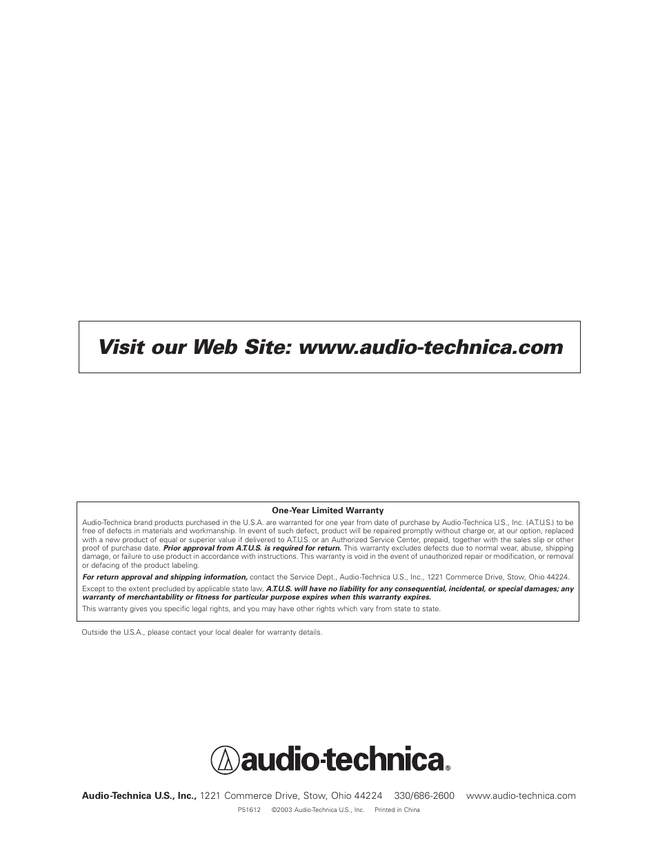 Audio-Technica AT-PL120 User Manual | Page 11 / 11