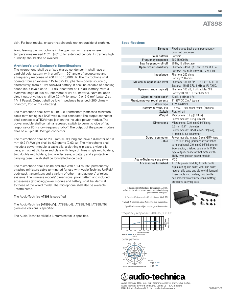 At898 | Audio-Technica AT898 User Manual | Page 2 / 2