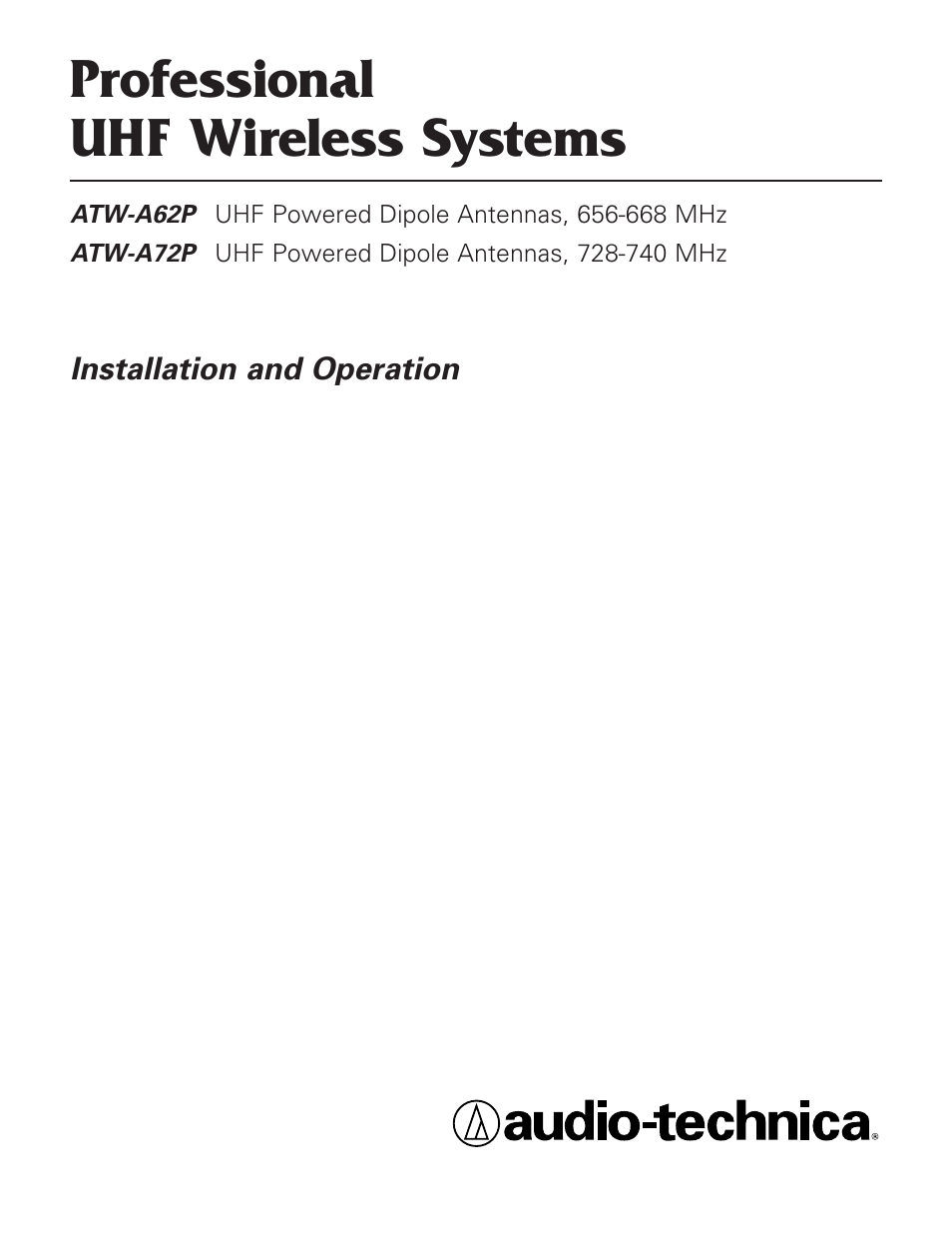 Audio-Technica ATW-A62P User Manual | 4 pages