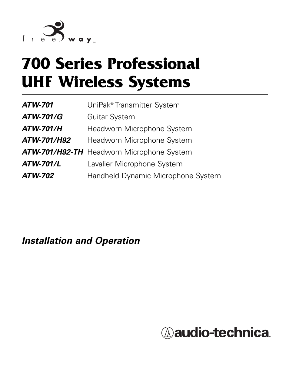 Audio-Technica FREEWAY ATW-701/H User Manual | 8 pages