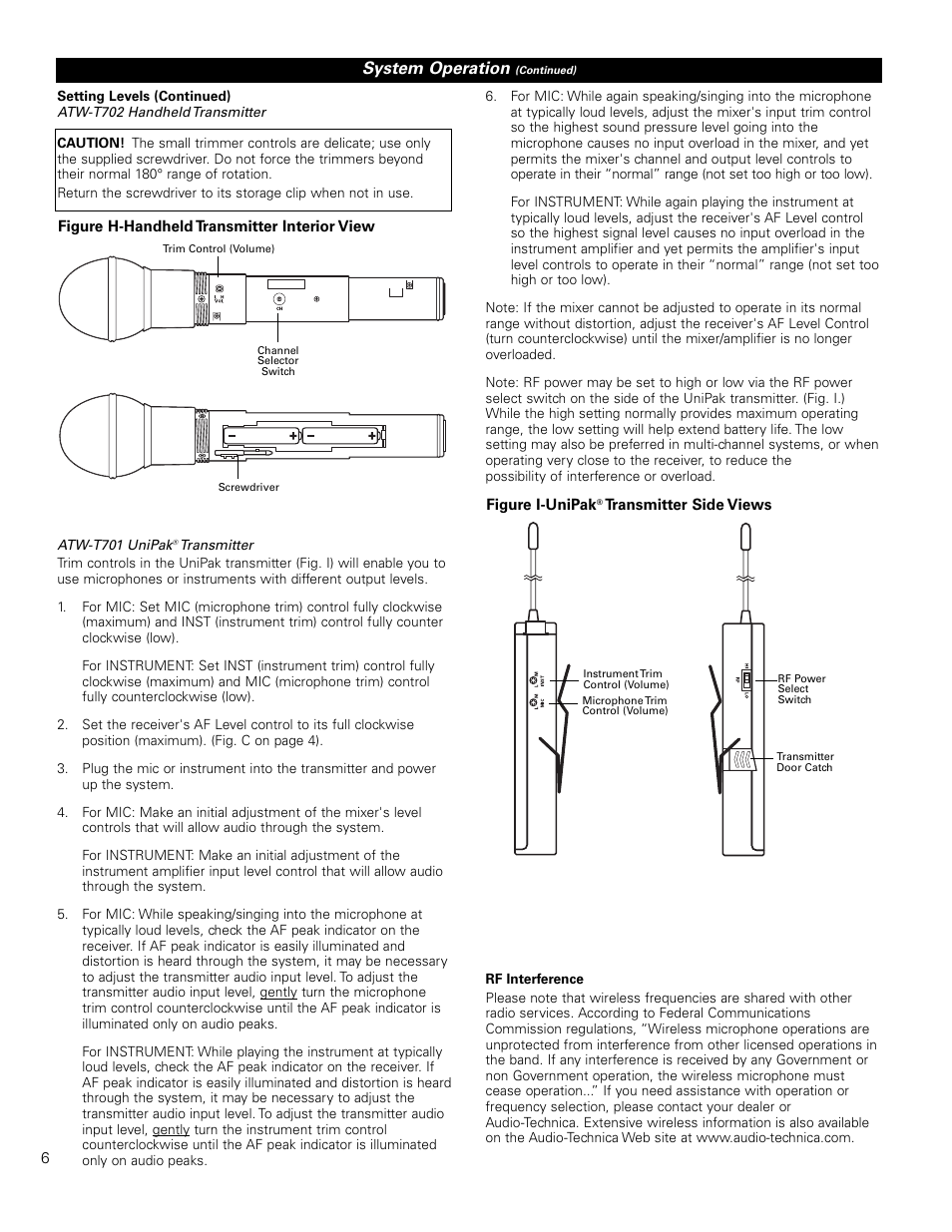 System operation | Audio-Technica FREEWAY ATW-701/H User Manual | Page 6 / 8