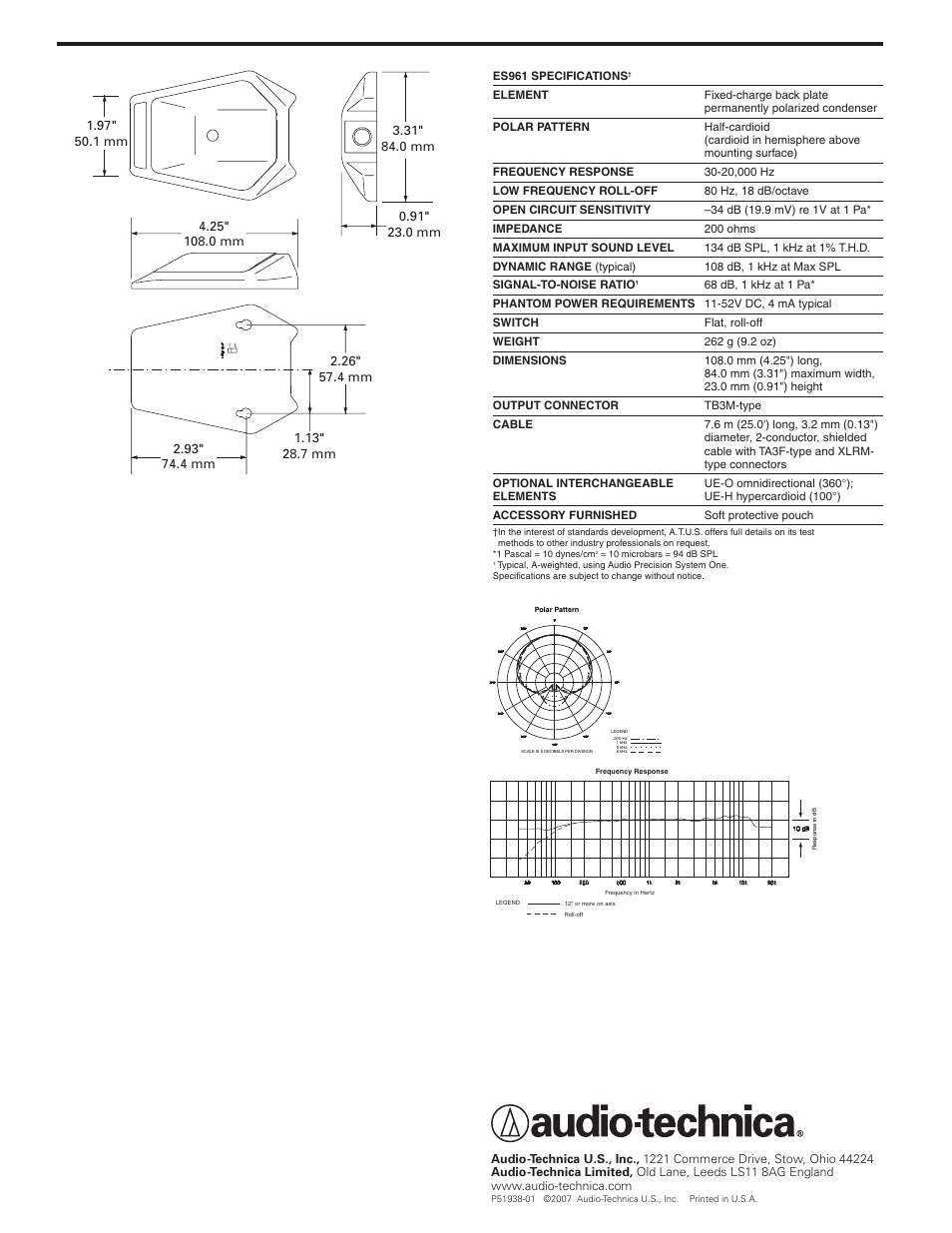 Audio-Technica ES961 User Manual | Page 2 / 2