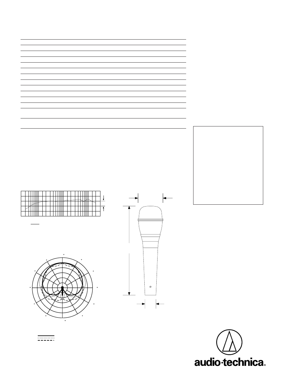 At4054, Specifications, Frequency response dimensions optional accessories | Polar pattern | Audio-Technica AT4054 User Manual | Page 2 / 2