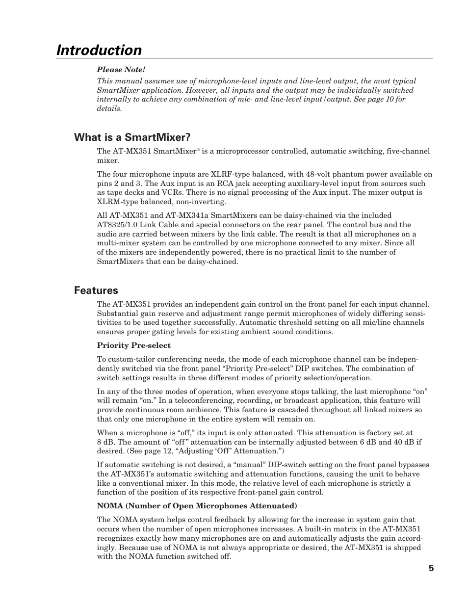 Introduction, What is a smartmixer, Features | Audio-Technica AT-MX351 User Manual | Page 4 / 15