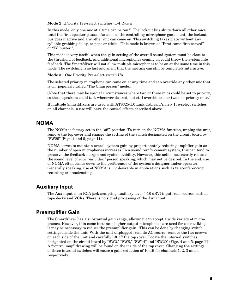 Noma, Auxiliary input, Preamplifier gain | Audio-Technica AT-MX351 User Manual | Page 8 / 15