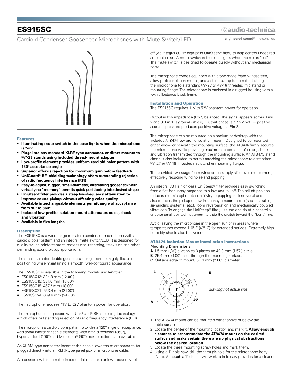 Audio-Technica ES915SC User Manual | 2 pages