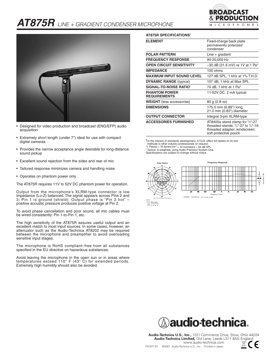 Audio-Technica AT875R User Manual | 1 page