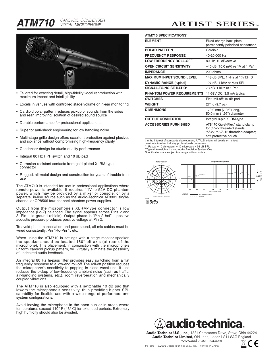 Audio-Technica ATM710 User Manual | 1 page