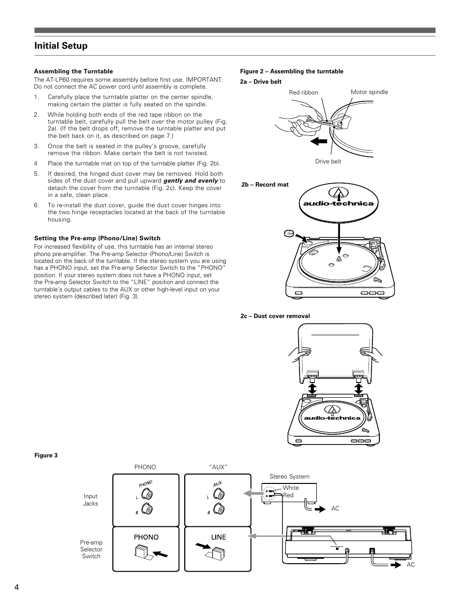 Initial setup | Audio-Technica AT-LP60 User Manual | Page 4 / 24