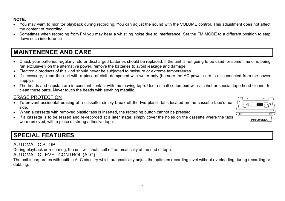 Maintenence and care, Special features | Hyundai H-2206 User Manual | Page 7 / 16