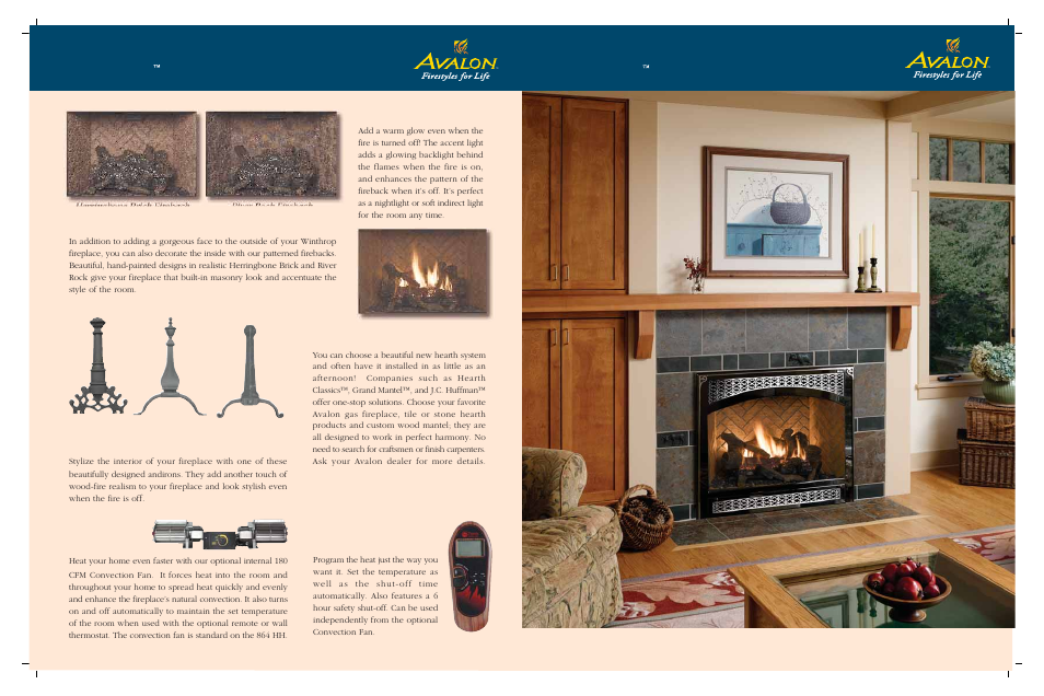 Gas fireplaces, Winthrop, Gas fireplaces options | Avalon Stoves Winthrop HH User Manual | Page 12 / 16