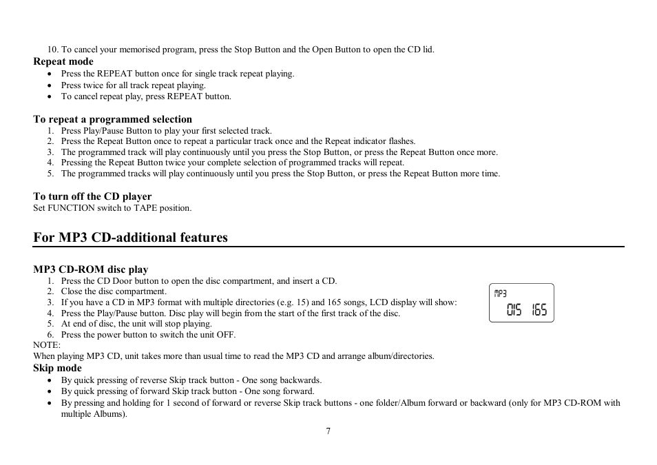 For mp3 cd-additional features | Hyundai H-1404 User Manual | Page 7 / 20