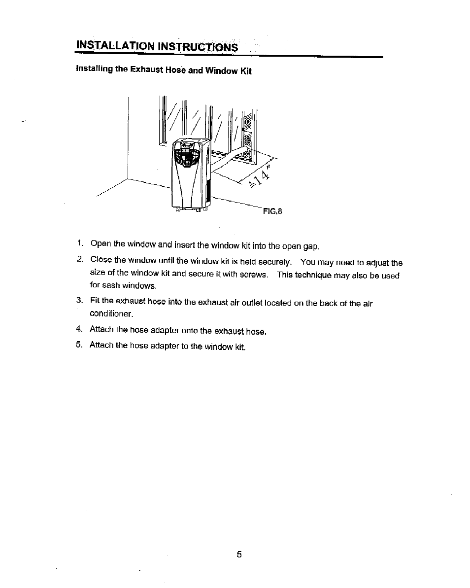 Installing the exhaust hose and window kit | NewAir Portable Air Conditioner AC-10000E User Manual | Page 5 / 15