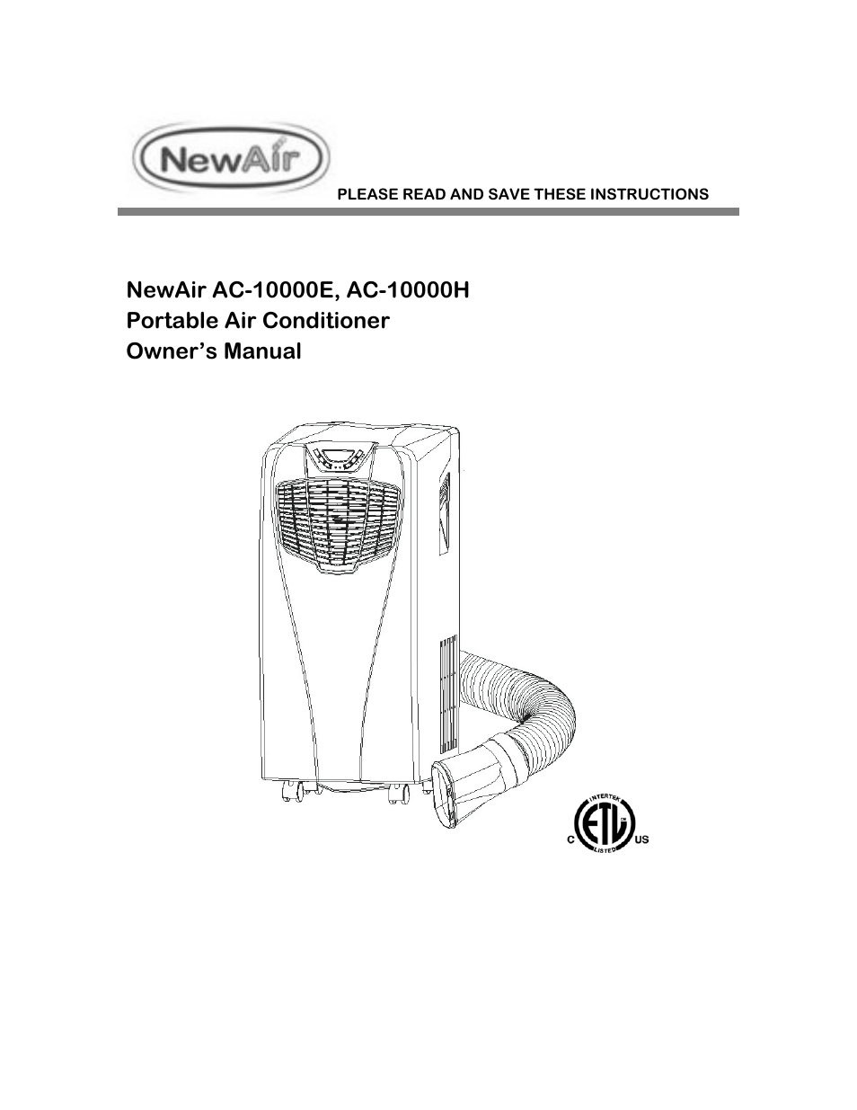 NewAir Portabile Air Conditioner AC-10000H User Manual | 16 pages
