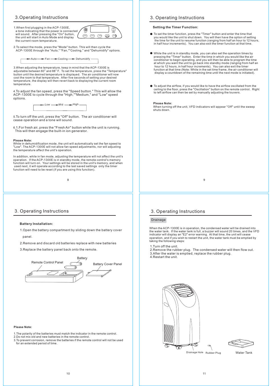 Operating instructions | NewAir ACP-1300E User Manual | Page 3 / 5