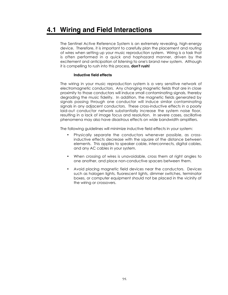 1 wiring and field interactions | Avalon Acoustics Sentinel User Manual | Page 25 / 67
