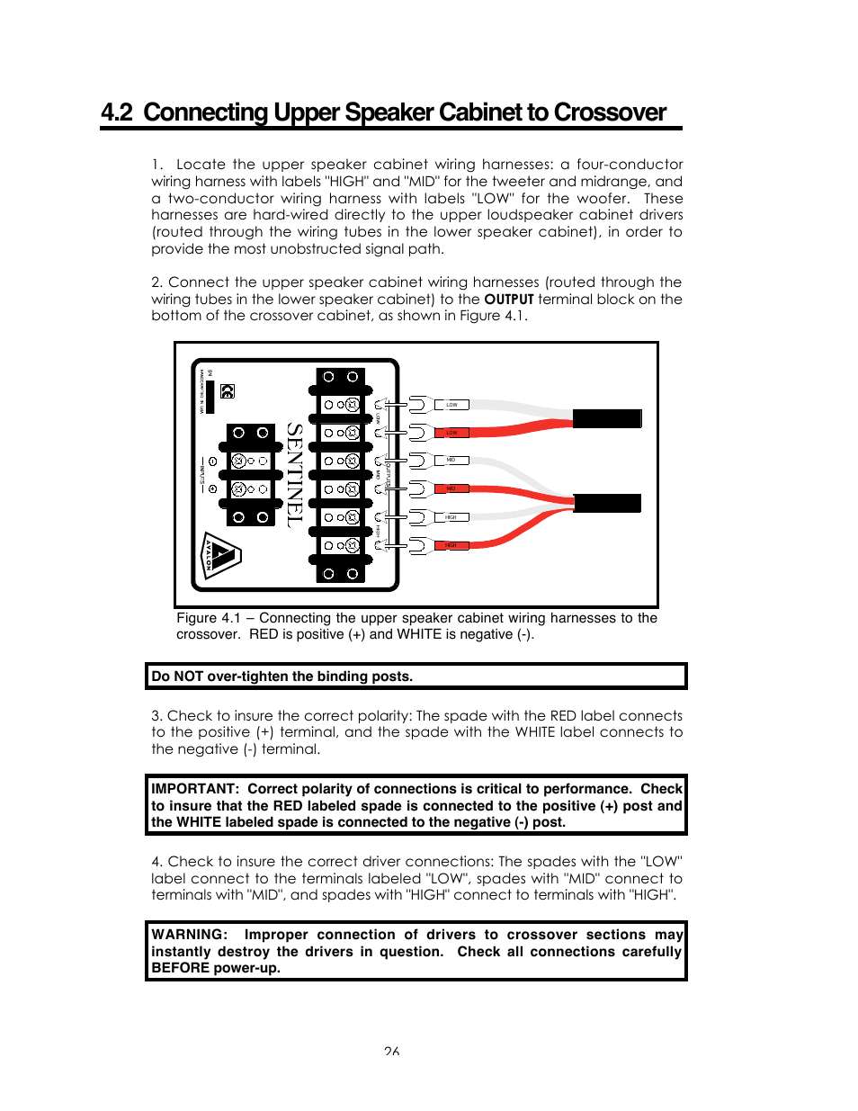 2 connecting upper speaker cabinet to crossover | Avalon Acoustics Sentinel User Manual | Page 26 / 67