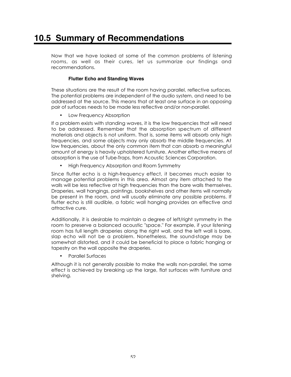 5 summary of recommendations | Avalon Acoustics Sentinel User Manual | Page 52 / 67