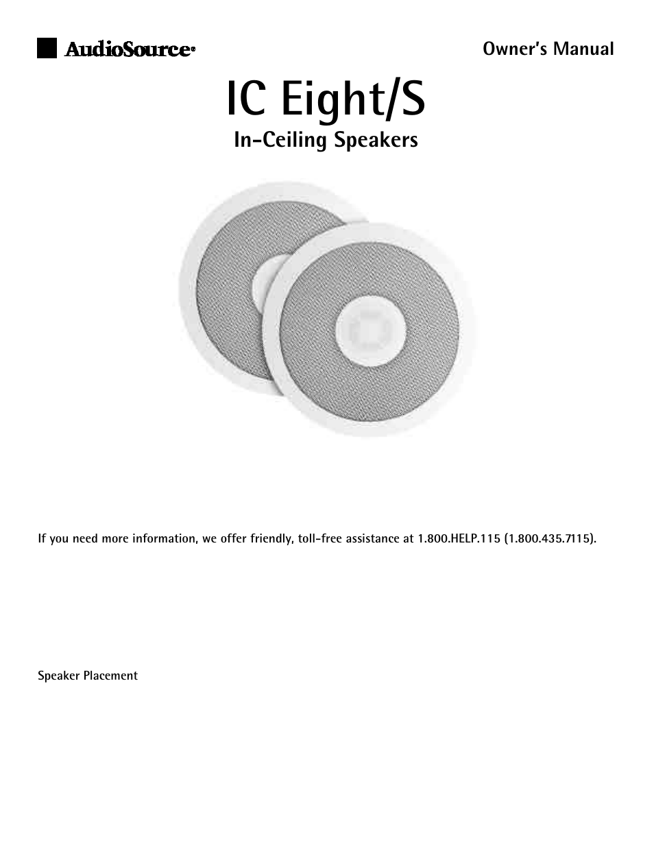 AudioSource IC Eight/S User Manual | 2 pages