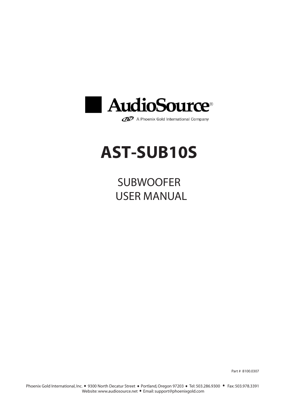 AudioSource AST-SUB10S User Manual | 4 pages