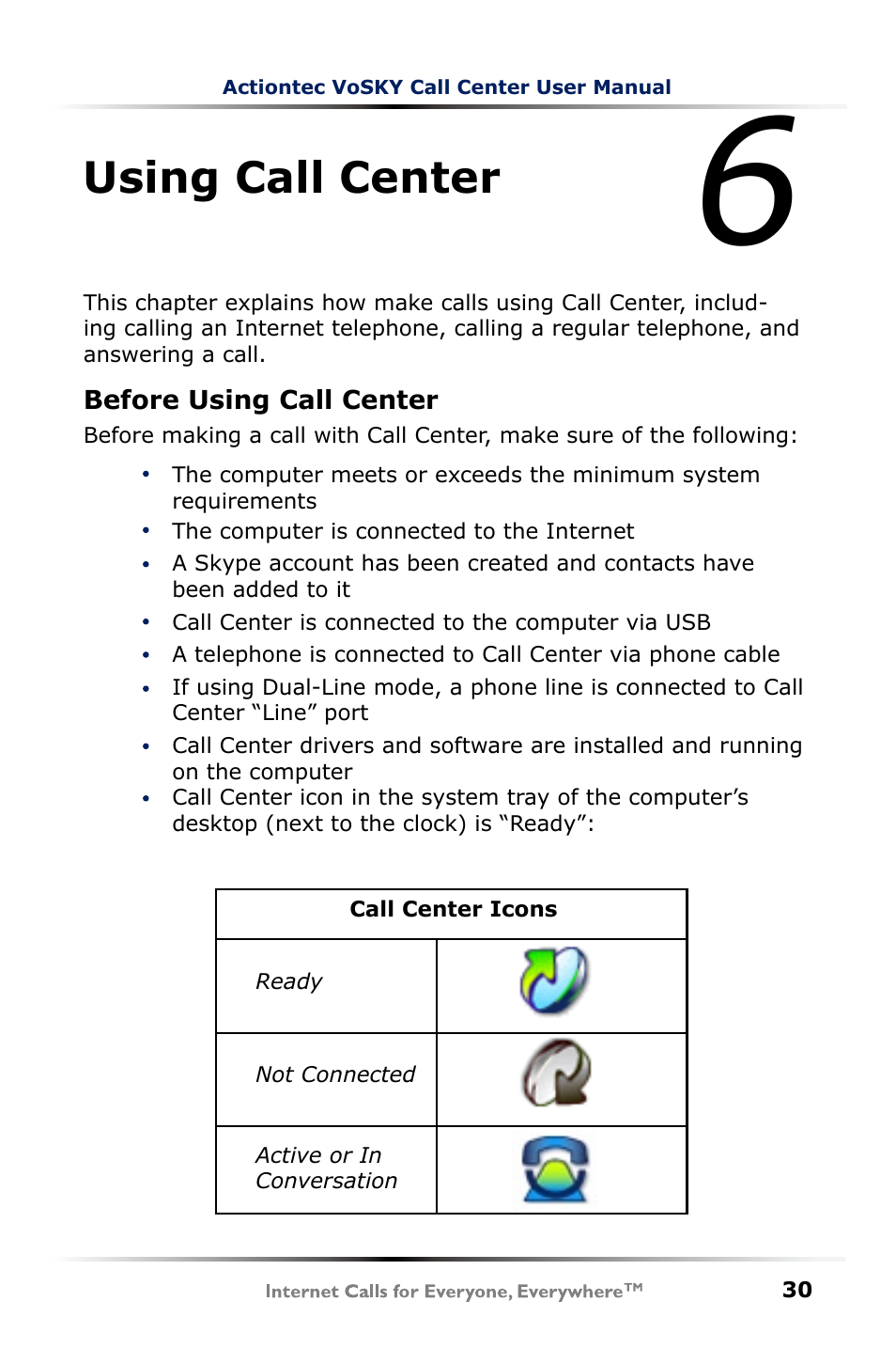 Usng call center | Actiontec electronic UP102 User Manual | Page 33 / 55