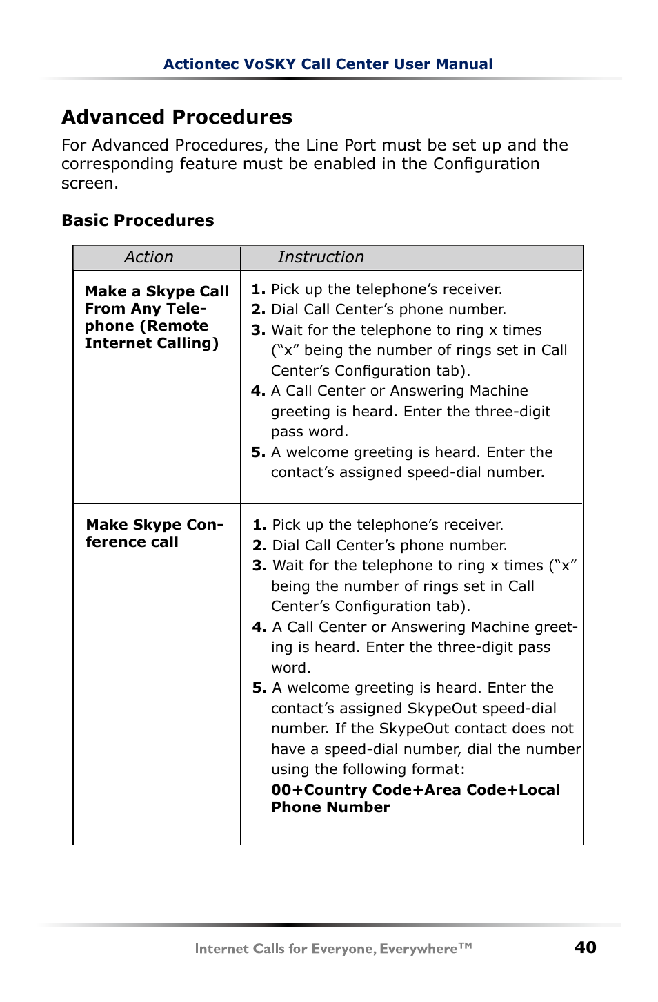 Advanced procedures | Actiontec electronic UP102 User Manual | Page 43 / 55
