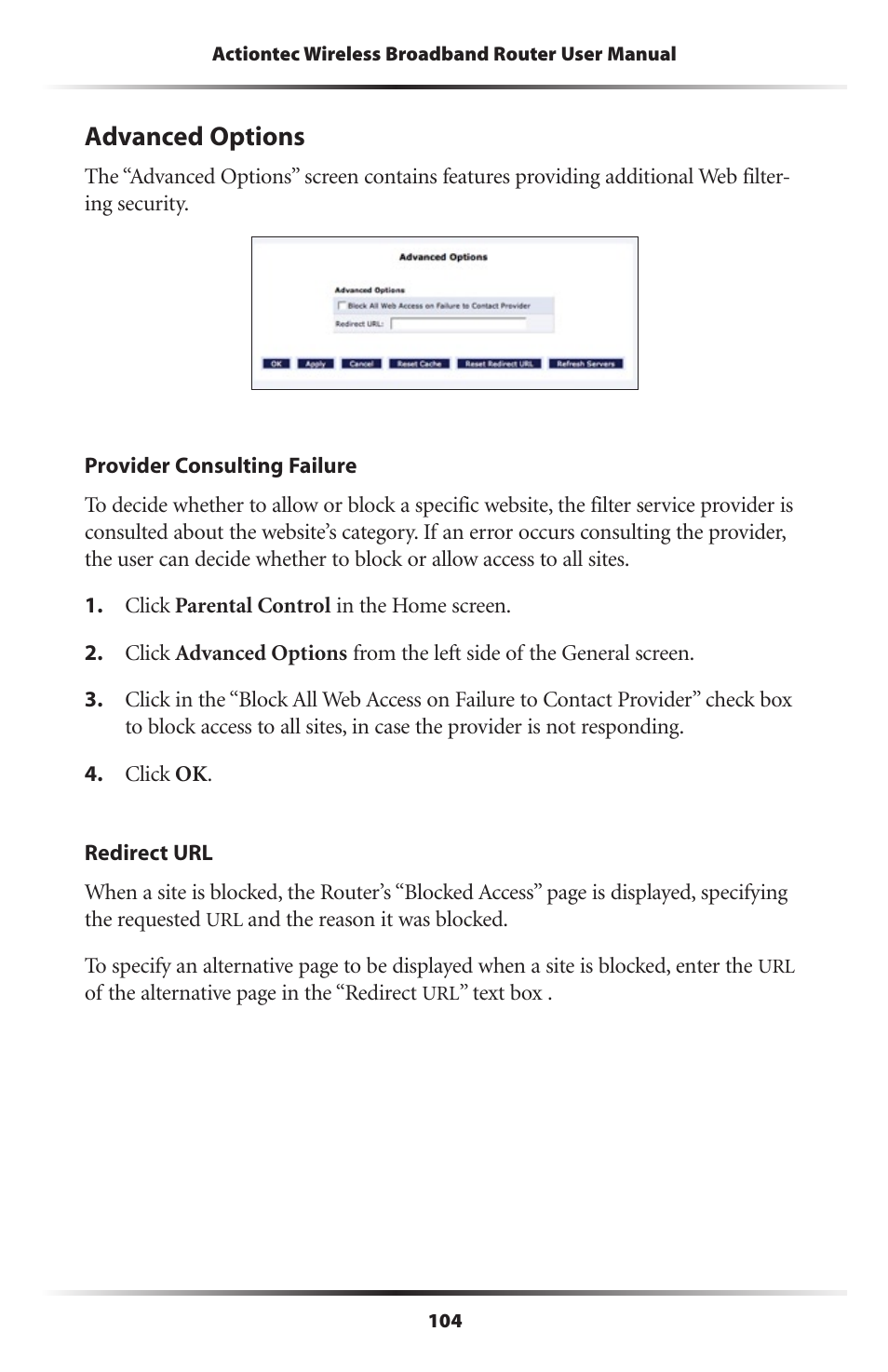 Advanced options | Actiontec MI424WR (GigE) User Manual | Page 107 / 171