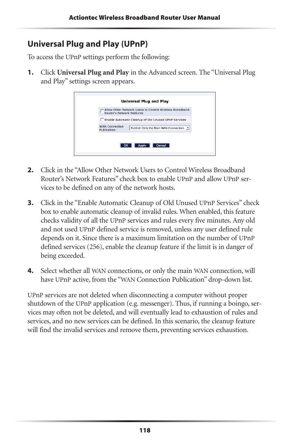 Universal plug and play (upnp) | Actiontec MI424WR (GigE) User Manual | Page 121 / 171
