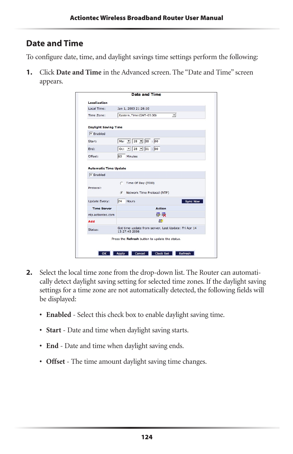 Date and time | Actiontec MI424WR (GigE) User Manual | Page 127 / 171