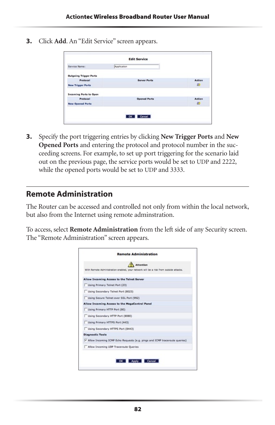 Remote administration | Actiontec MI424WR (GigE) User Manual | Page 85 / 171