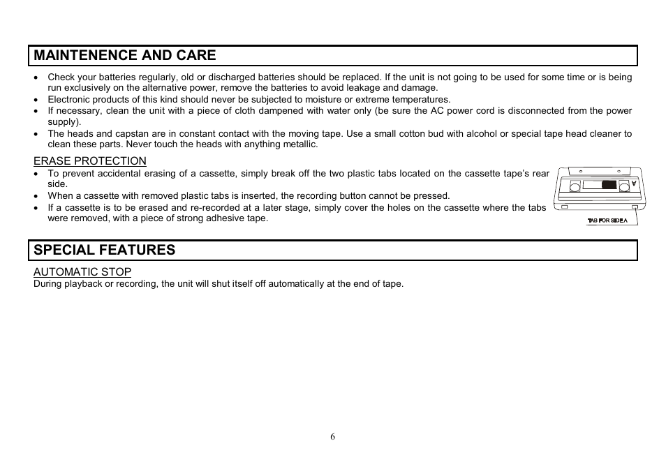 Maintenence and care, Special features | Hyundai H-1003 User Manual | Page 6 / 13