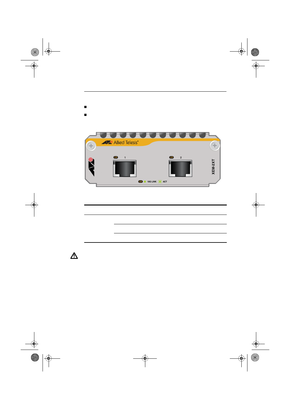 Xem2xt dual 10g base-t rj-45 ports, Xem-2xt dual 10g base-t rj-45 ports | Allied Telesis SWITCH AND SWITCHBLADE XEM-2XP User Manual | Page 15 / 23