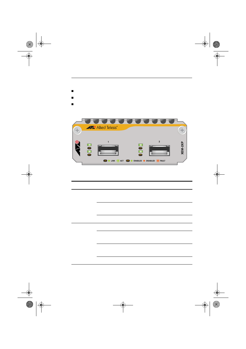 Xem2xp dual 10 gigabit xfp ports, Xem-2xp dual 10 gigabit xfp ports | Allied Telesis SWITCH AND SWITCHBLADE XEM-2XP User Manual | Page 9 / 23