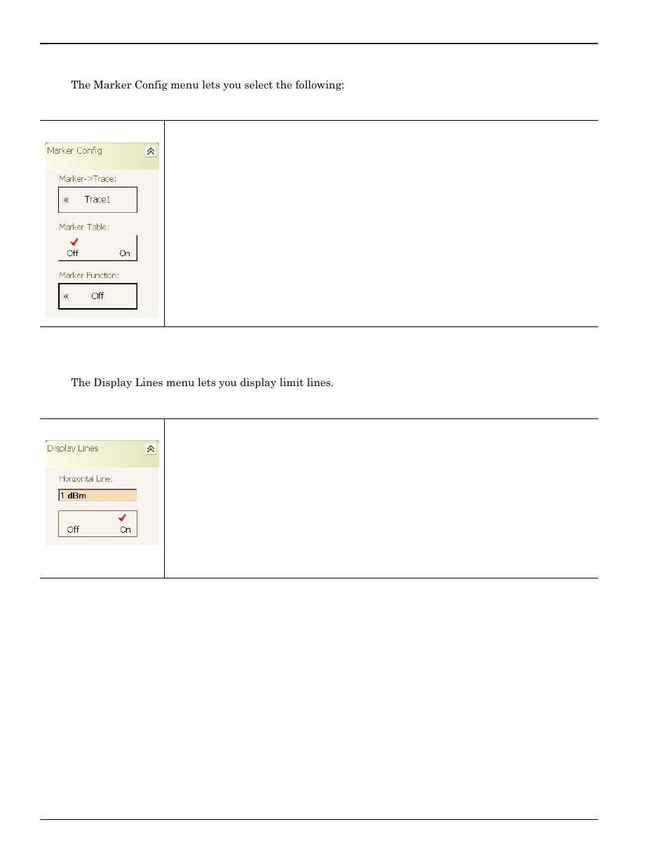 Marker config menu -18, Display lines menu -18, Marker config menu | Display lines menu | Anritsu Series MS278XB User Manual | Page 116 / 276