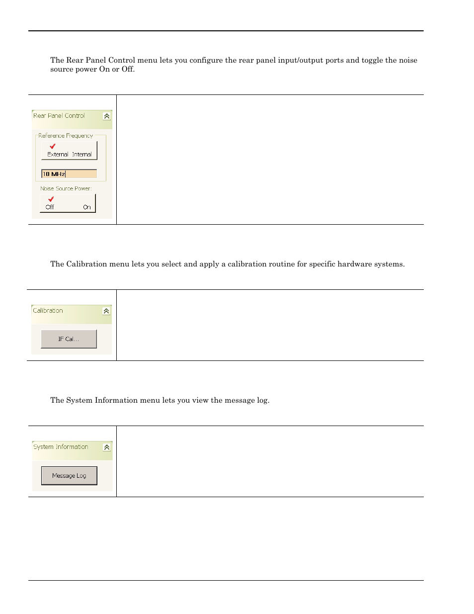 Rear panel control menu -32, Calibration menu -32, System information menu -32 | Rear panel control menu, Calibration menu, System information menu | Anritsu Series MS278XB User Manual | Page 130 / 276