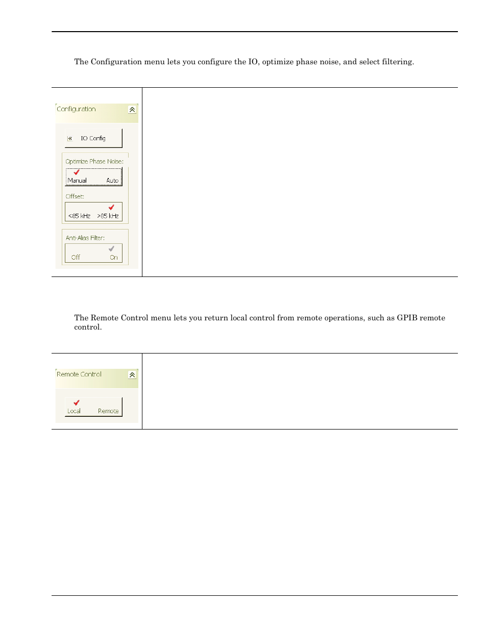 Configuration menu -33, Remote control menu -33, Configuration menu | Remote control menu | Anritsu Series MS278XB User Manual | Page 131 / 276