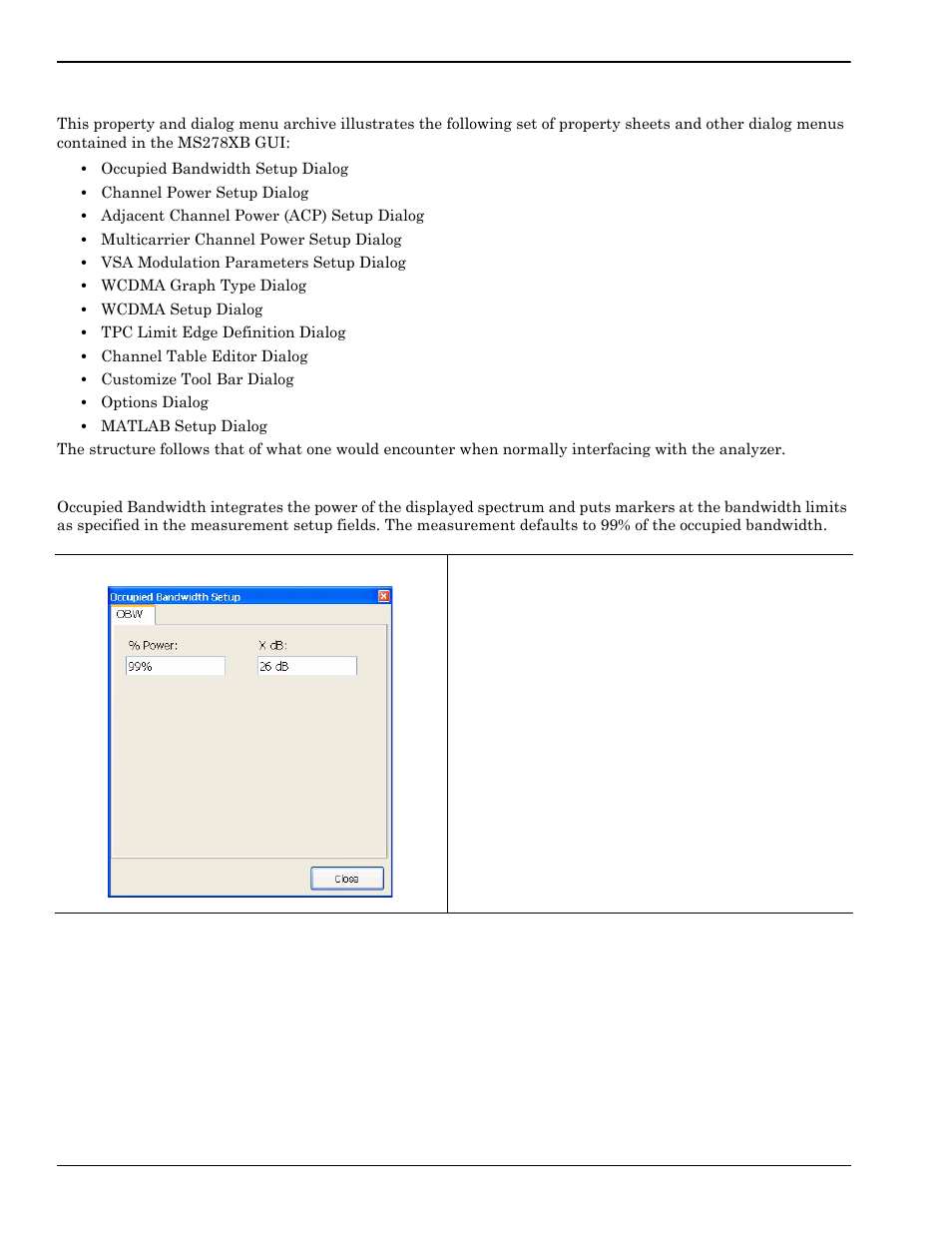 Occupied bandwidth setup dialog, Occupied bandwidth setup dialog -36 | Anritsu Series MS278XB User Manual | Page 134 / 276