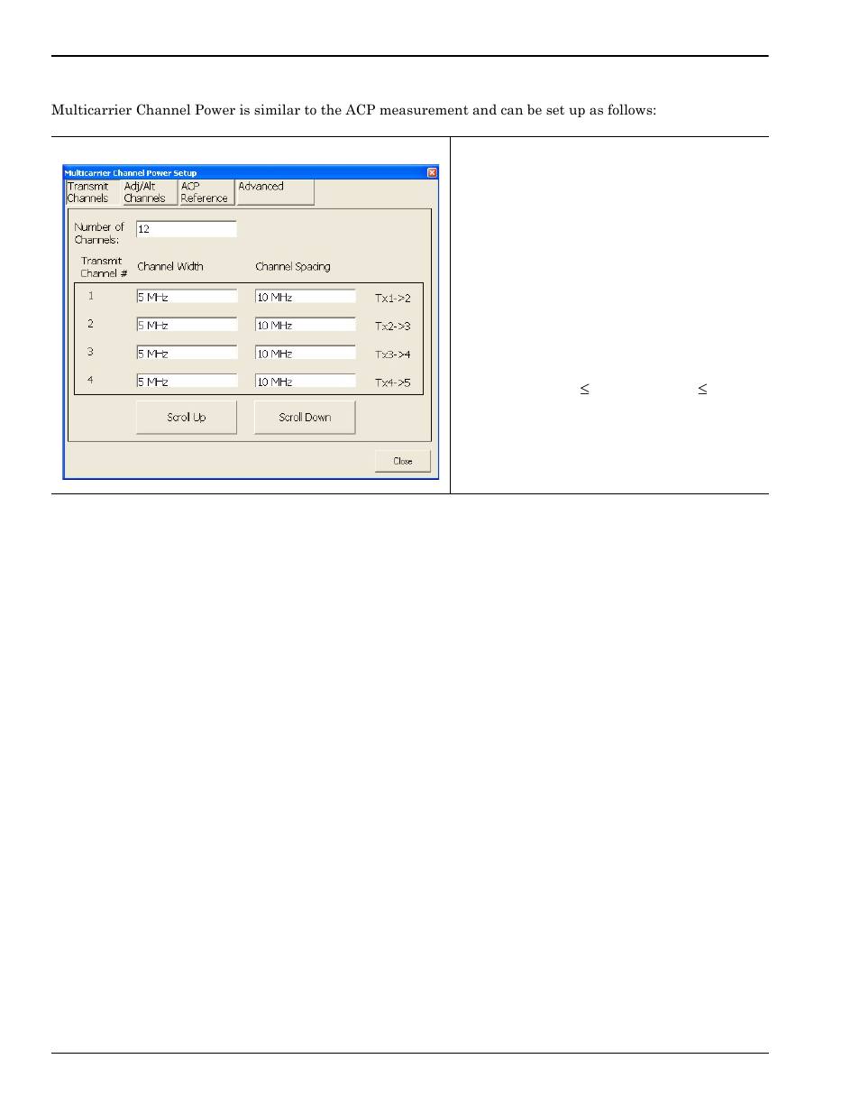 Multicarrier channel power setup dialog, Multicarrier channel power setup dialog -40 | Anritsu Series MS278XB User Manual | Page 138 / 276