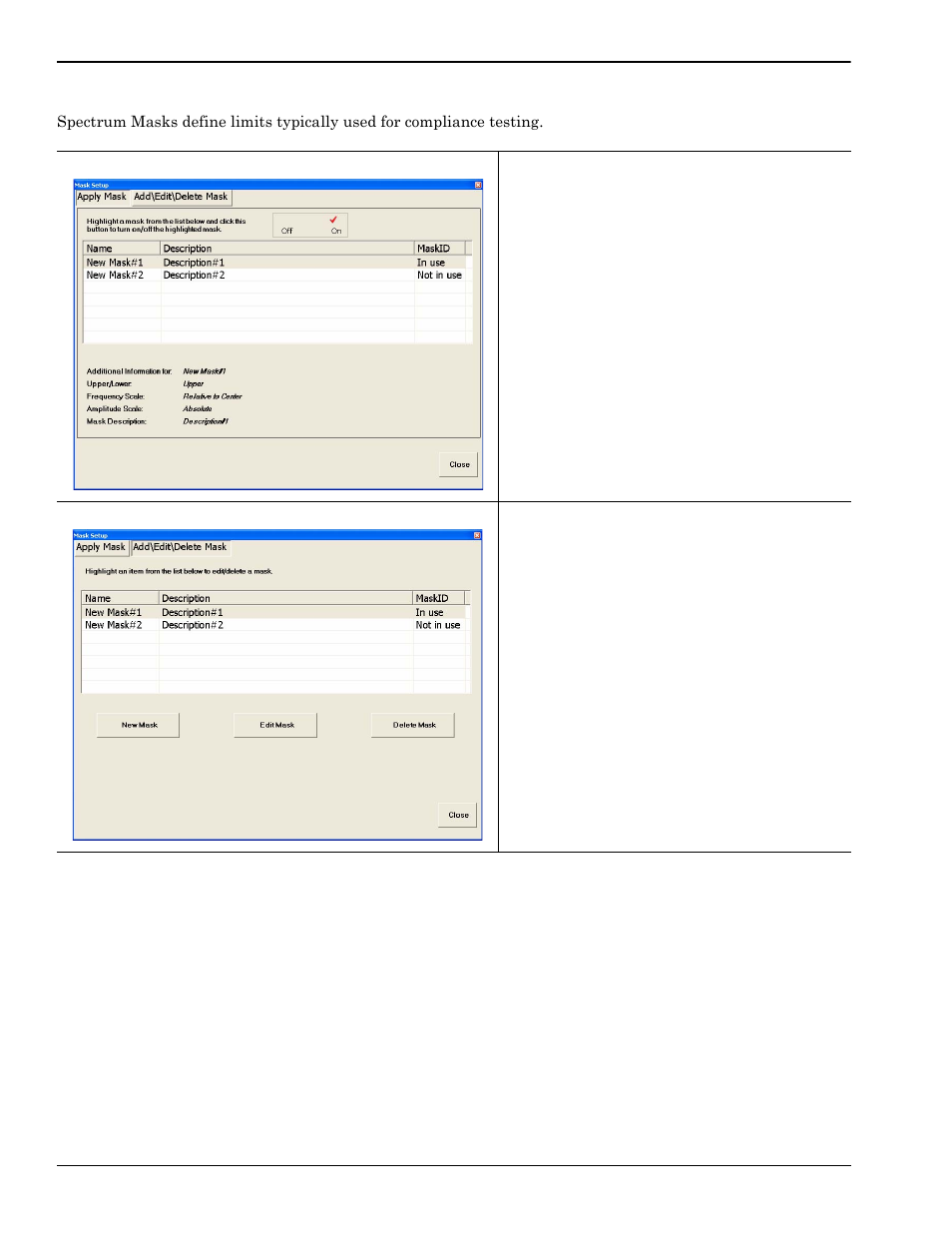 Spectrum mask setup dialog, Spectrum mask setup dialog -44 | Anritsu Series MS278XB User Manual | Page 142 / 276