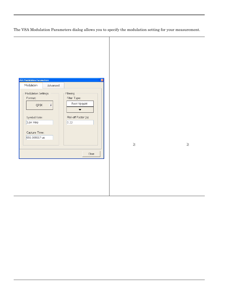 Vsa modulation parameters setup dialog, Vsa modulation parameters setup dialog -46 | Anritsu Series MS278XB User Manual | Page 144 / 276