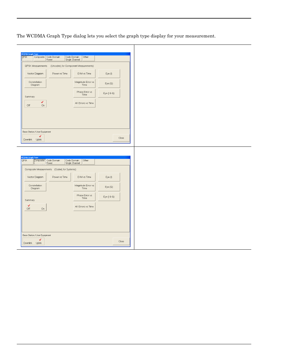 Wcdma graph type dialog, Wcdma graph type dialog -48 | Anritsu Series MS278XB User Manual | Page 146 / 276