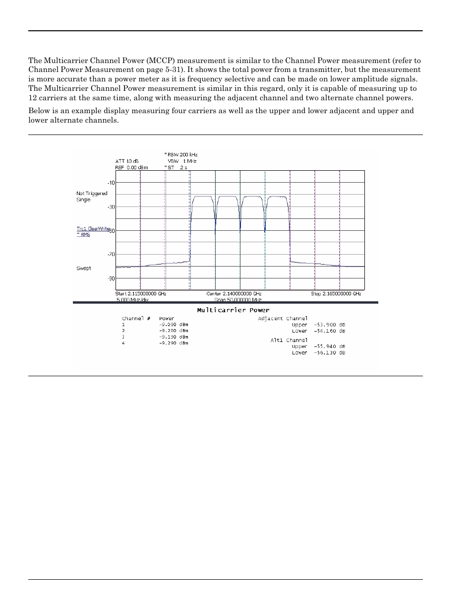 Multicarrier channel power measurement, Multicarrier channel power measurement -34 | Anritsu Series MS278XB User Manual | Page 190 / 276