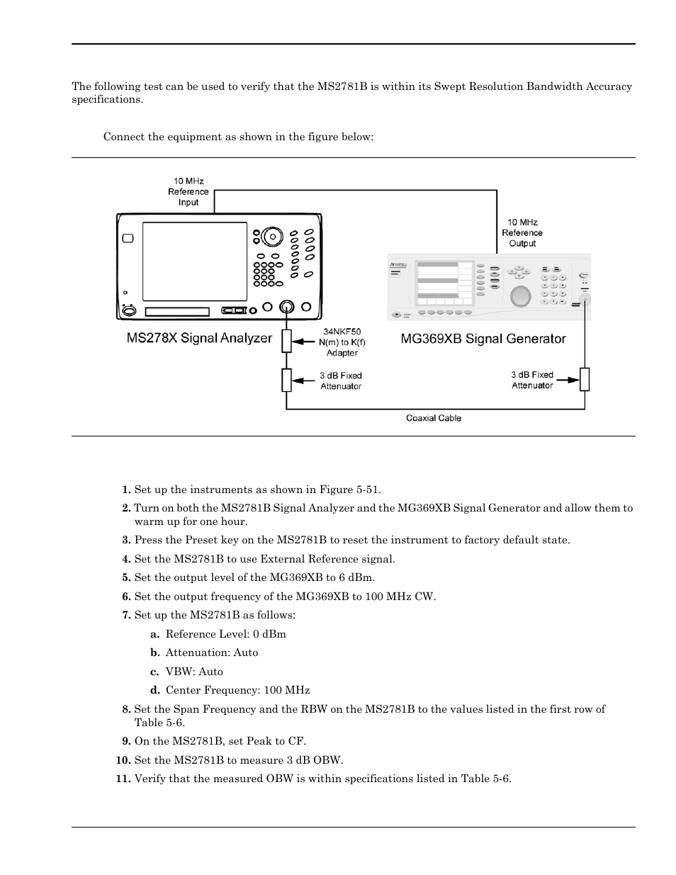 Swept resolution bandwidth, Swept resolution bandwidth -79, Test setup -79 | Test procedure -79 | Anritsu Series MS278XB User Manual | Page 235 / 276