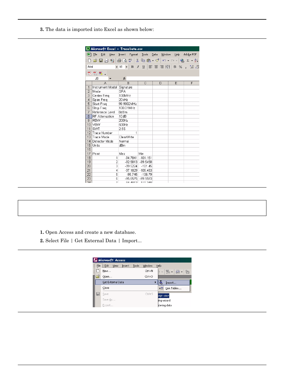 Importing the trace data to access -8 | Anritsu Series MS278XB User Manual | Page 260 / 276