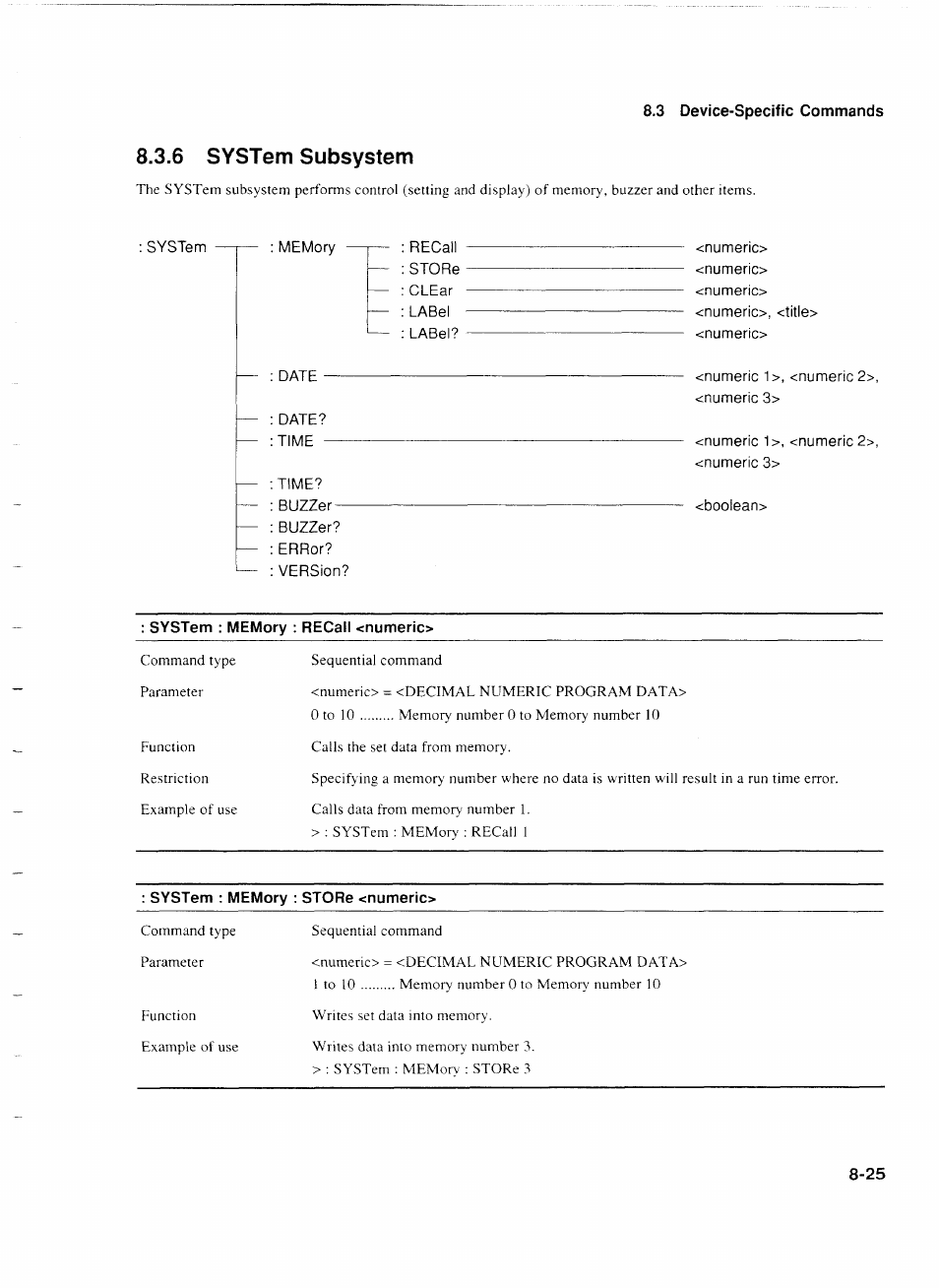 System : memory : recall <numeric, 6 system subsystem | Anritsu MP1777A User Manual | Page 102 / 132