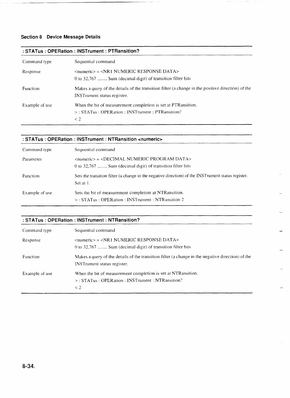 Status : operation : instrument ; ntransition | Anritsu MP1777A User Manual | Page 111 / 132