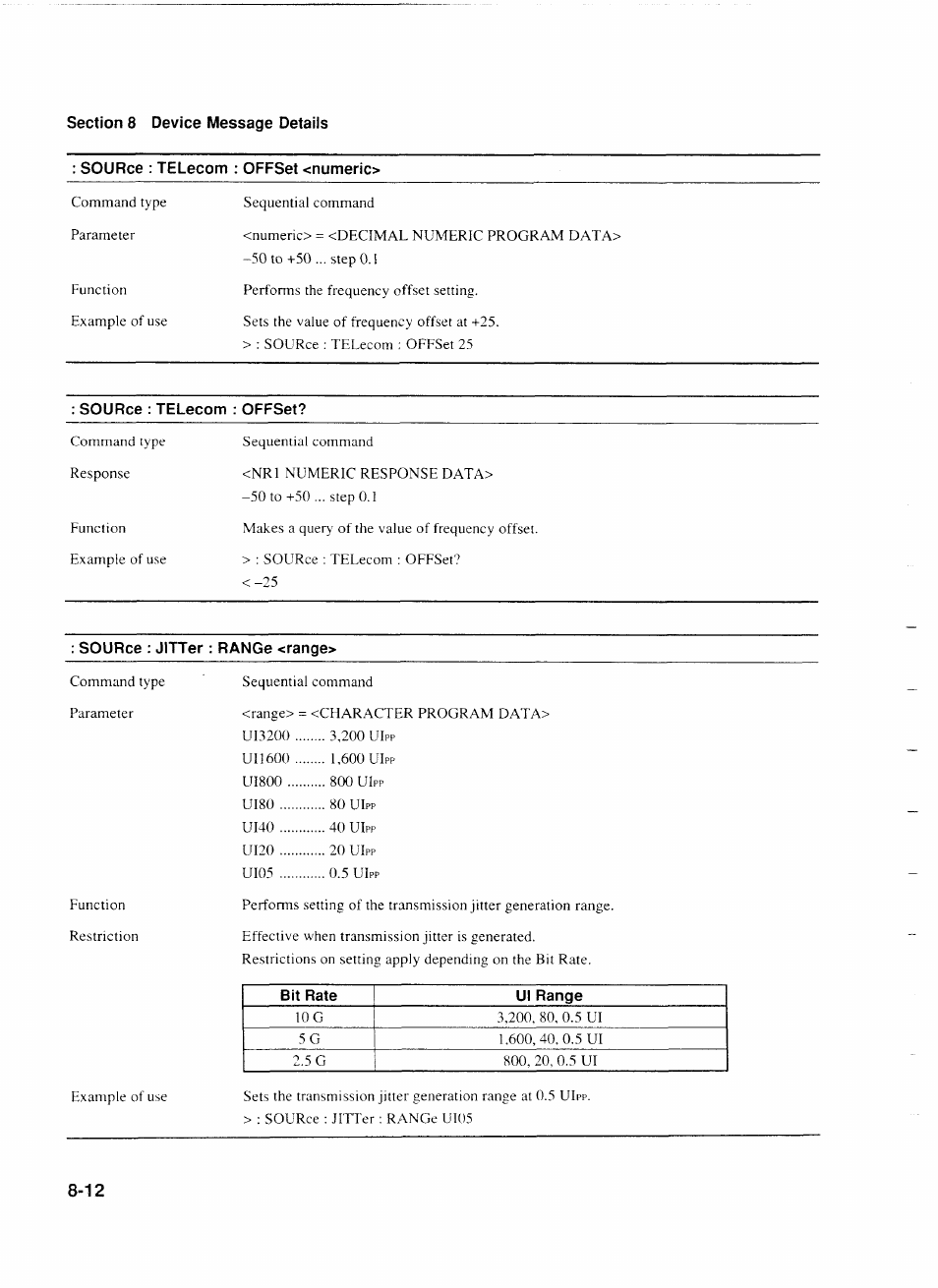 Source : telecom : offset, Source ; jitter : range <range | Anritsu MP1777A User Manual | Page 89 / 132